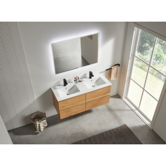 CERANO - Koupelnová skříňka pod umyvadlo s úchytkou Velora - dub medový, zlatá úchytka - 158x53x45,2 cm