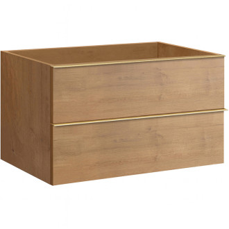 CERANO - Koupelnová skříňka pod umyvadlo s úchytkou Velora - dub medový, zlatá úchytka - 99x53x46 cm