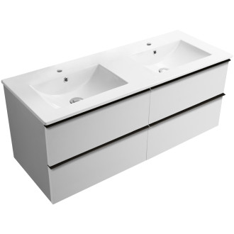 CERANO - Koupelnová skříňka pod umyvadlo s úchytkou Velora + keramické umyvadlo Todo - bílá matná, černá úchytka - 119x53x45,2 cm