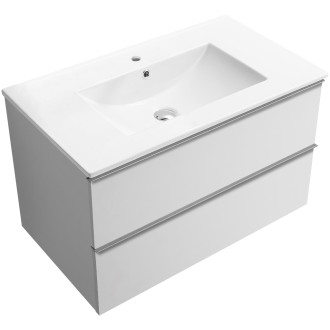 CERANO - Koupelnová skříňka pod umyvadlo s úchytkou Velora + keramické umyvadlo Todo - bílá matná, chromová úchytka - 79x53x46 cm