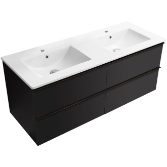 CERANO - Koupelnová skříňka pod umyvadlo s úchytkou Velora + keramické umyvadlo Todo - černá matná, černá úchytka - 119x53x45,2 cm