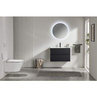 CERANO - Koupelnová skříňka pod umyvadlo s úchytkou Velora + keramické umyvadlo Todo - černá matná, černá úchytka - 79x53x46 cm