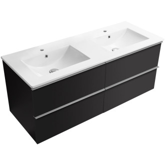 CERANO - Koupelnová skříňka pod umyvadlo s úchytkou Velora + keramické umyvadlo Todo - černá matná, chromová úchytka - 119x53x45,2 cm