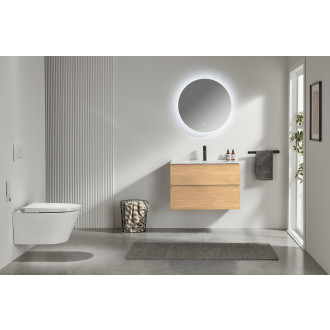 CERANO - Koupelnová skříňka pod umyvadlo s úchytkou Velora + keramické umyvadlo Todo - dub medový, chromová úchytka - 59x53x46 cm