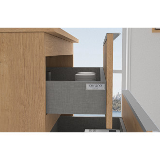 CERANO - Koupelnová skříňka pod umyvadlo s úchytkou Velora + keramické umyvadlo Todo - dub medový, chromová úchytka - 59x53x46 cm