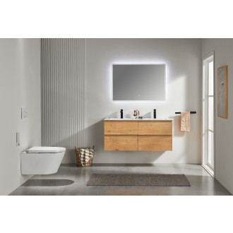 CERANO - Koupelnová skříňka pod umyvadlo s úchytkou Velora + keramické umyvadlo Todo - dub medový, zlatá úchytka - 119x53x45,2 cm