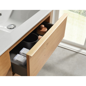 CERANO - Koupelnová skříňka pod umyvadlo s úchytkou Velora + keramické umyvadlo Todo - dub medový, zlatá úchytka - 119x53x45,2 cm