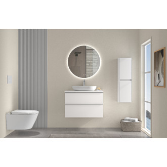 CERANO - Koupelnová skříňka Velora - bílá matná, úchytka chrom + deska pod umyvadlo Navira Slim - 18 mm - 60x54,8x46,5 cm