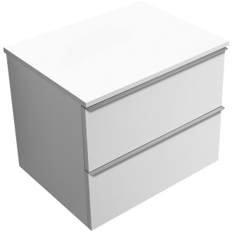 CERANO - Koupelnová skříňka Velora - bílá matná, úchytka chromová + deska pod umyvadlo Navira Slim - 18 mm - 70x54,8x46,5 cm