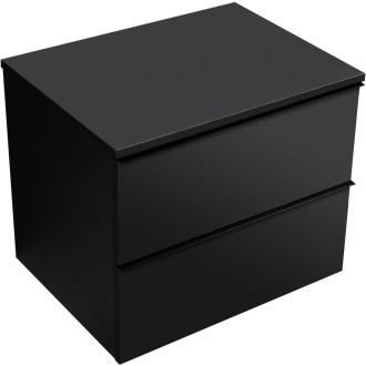 CERANO - Koupelnová skříňka Velora - černá matná, úchytka černá + deska pod umyvadlo Navira Slim - 18 mm - 60x54,8x46,5 cm
