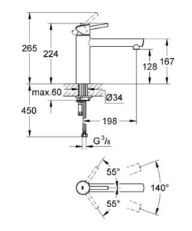 GROHE CONCETTO NEW 31128001 dřezová stojánková baterie, chrom