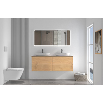 CERANO - Koupelnová skříňka pod umyvadlo s úchytkou/deskou pod umyvadlo Velora - 18 mm - dub medový, černá úchytka - 119x53x45,2 cm