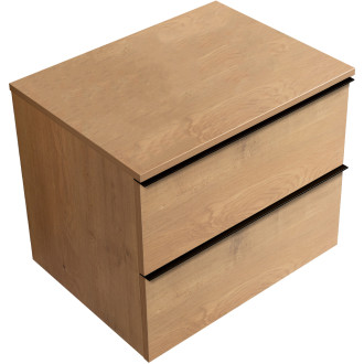 CERANO - Koupelnová skříňka pod umyvadlo s úchytkou/deskou pod umyvadlo Velora - 18 mm - dub medový, černá úchytka - 59x53x46 cm