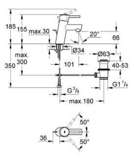 GROHE CONCETTO NEW 32204001 umyvadlová baterie s výpustí chrom