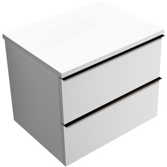 CERANO - Koupelnová skříňka Velora - bílá matná, úchytka černá + deska pod umyvadlo Navira Pro - 36 mm - 70x56,6x46,5 cm