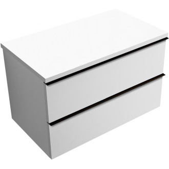 CERANO - Koupelnová skříňka pod umyvadlo s úchytkou/deskou pod umyvadlo Velora - 36 mm - bílá matná, černá úchytka - 99x53x46 cm