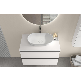 CERANO - Koupelnová skříňka pod umyvadlo s úchytkou/deskou pod umyvadlo Velora - 36 mm - bílá matná, černá úchytka - 99x53x46 cm