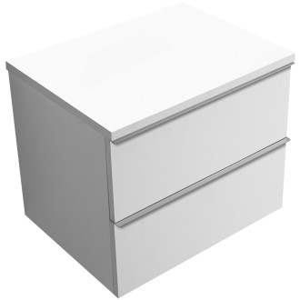 CERANO - Koupelnová skříňka Velora - bílá matná, úchytka chromová + deska pod umyvadlo Navira Pro - 36 mm - 70x56,6x46,5 cm