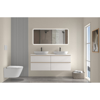 CERANO - Koupelnová skříňka pod umyvadlo s úchytkou/deskou pod umyvadlo Velora - 36 mm - bílá matná, zlatá úchytka - 158x53x45,2 cm