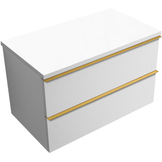 CERANO - Koupelnová skříňka pod umyvadlo s úchytkou/deskou pod umyvadlo Velora - 36 mm - bílá matná, zlatá úchytka - 99x53x46 cm