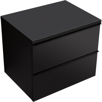 CERANO - Koupelnová skříňka pod umyvadlo s úchytkou/deskou pod umyvadlo Velora - 36 mm - černá matná, černá úchytka - 59x53x46 cm