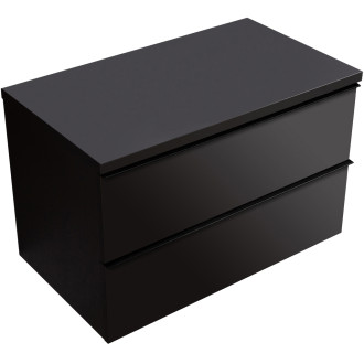 CERANO - Koupelnová skříňka pod umyvadlo s úchytkou/deskou pod umyvadlo Velora - 36 mm - černá matná, černá úchytka - 99x53x46 cm