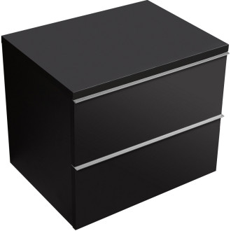 CERANO - Koupelnová skříňka pod umyvadlo s úchytkou/deskou pod umyvadlo Velora - 36 mm - černá matná, chromová úchytka - 59x53x46 cm