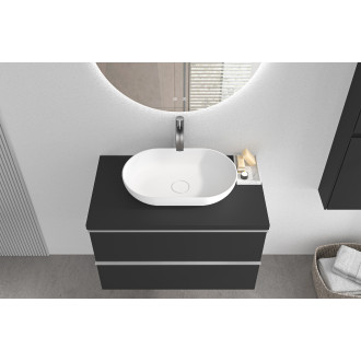 CERANO - Koupelnová skříňka pod umyvadlo s úchytkou/deskou pod umyvadlo Velora - 36 mm - černá matná, chromová úchytka - 69x53x46 cm