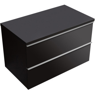 CERANO - Koupelnová skříňka pod umyvadlo s úchytkou/deskou pod umyvadlo Velora - 36 mm - černá matná, chromová úchytka - 79x53x46 cm