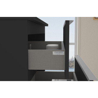 CERANO - Koupelnová skříňka pod umyvadlo s úchytkou/deskou pod umyvadlo Velora - 36 mm - černá matná, chromová úchytka - 79x53x46 cm