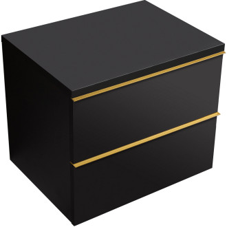 CERANO - Koupelnová skříňka pod umyvadlo s úchytkou/deskou pod umyvadlo Velora - 36 mm - černá matná, zlatá úchytka - 59x53x46 cm