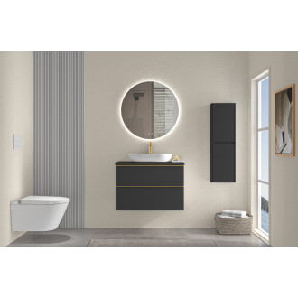 CERANO - Koupelnová skříňka pod umyvadlo s úchytkou/deskou pod umyvadlo Velora - 36 mm - černá matná, zlatá úchytka - 59x53x46 cm