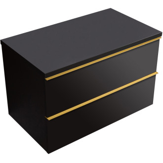 CERANO - Koupelnová skříňka pod umyvadlo s úchytkou/deskou pod umyvadlo Velora - 36 mm - černá matná, zlatá úchytka - 79x53x46 cm