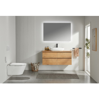 CERANO - Koupelnová skříňka pod umyvadlo s úchytkou/deskou pod umyvadlo Velora - 36 mm - dub medový, černá úchytka - 119x53x45,2 cm