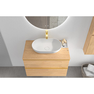 CERANO - Koupelnová skříňka pod umyvadlo s úchytkou/deskou pod umyvadlo Velora - 36 mm - dub medový, zlatá úchytka - 99x53x46 cm