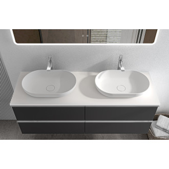 CERANO - Koupelnová skříňka Velora - černá matná, úchytka chrom + deska z lit. mramoru Elanys - 12 mm - bílá matná - 120x54,2x46,5 cm