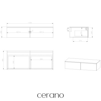 CERANO - Koupelnová skříňka pro umyvadla na desku Noira - dub medový - 120x48x28 cm