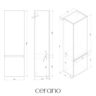 CERANO - Koupelnová skříňka vysoká Carole - bílá matná - 45x150x34 cm