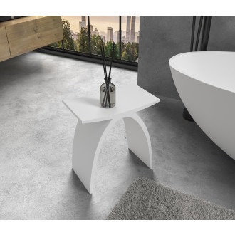 CERANO - Koupelnová stolička z litého mramoru Tara - bílá matná - 43x43x23,5cm