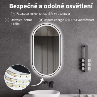 CERANO - Koupelnové LED zrcadlo Alto, kovový rám - černá matná - 40x60 cm