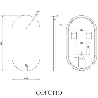 CERANO - Koupelnové LED zrcadlo Argento - 40x80 cm