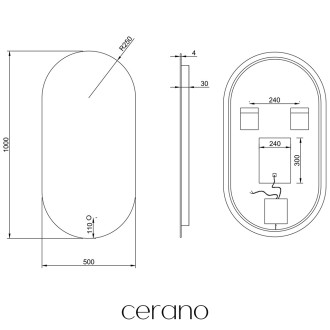 CERANO - Koupelnové LED zrcadlo Argento - 50x100 cm
