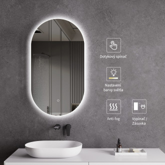 CERANO - Koupelnové LED zrcadlo Argento - 50x100 cm