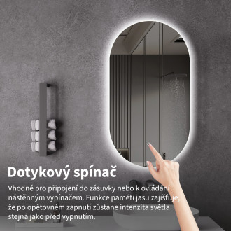 CERANO - Koupelnové LED zrcadlo Argento - 50x100 cm