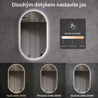 CERANO - Koupelnové LED zrcadlo Argento - 50x100 cm