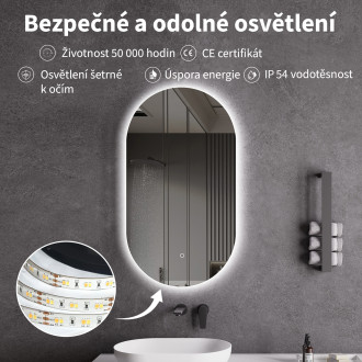 CERANO - Koupelnové LED zrcadlo Argento - 50x100 cm