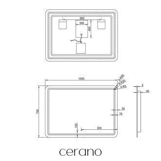 CERANO - Koupelnové LED zrcadlo Aspetto - 100x70 cm
