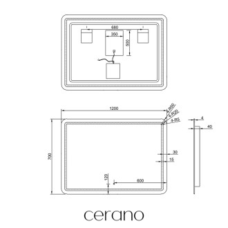 CERANO - Koupelnové LED zrcadlo Aspetto - 120x70 cm