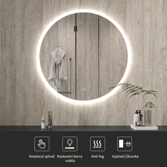 CERANO - Koupelnové LED zrcadlo Aureo - Ø 70 cm