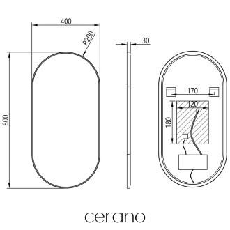 CERANO - Koupelnové LED zrcadlo Balzo, kovový rám - černá matná - 40x60 cm